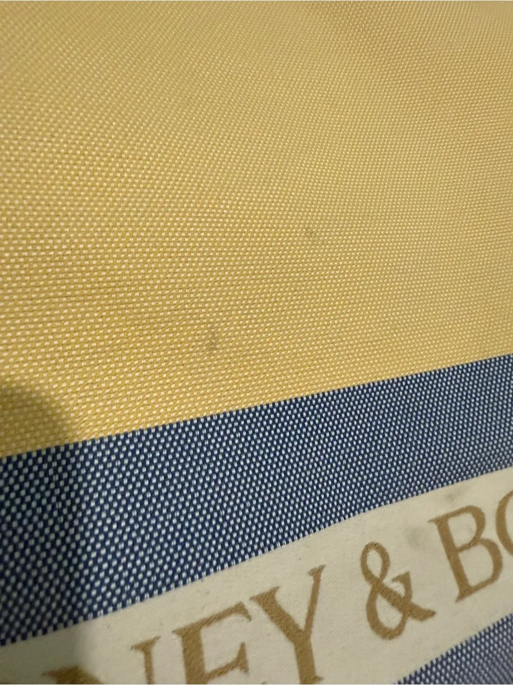 Dooney & Bourke Yellow Canvas Tote with Blue & Cream Stripes